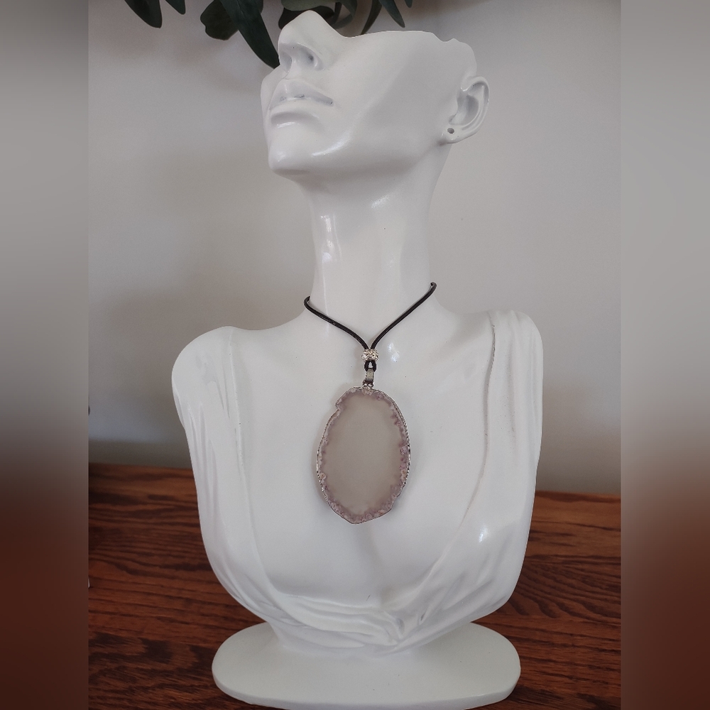 Translucent Agate And Silver Pendant Necklace - image 1